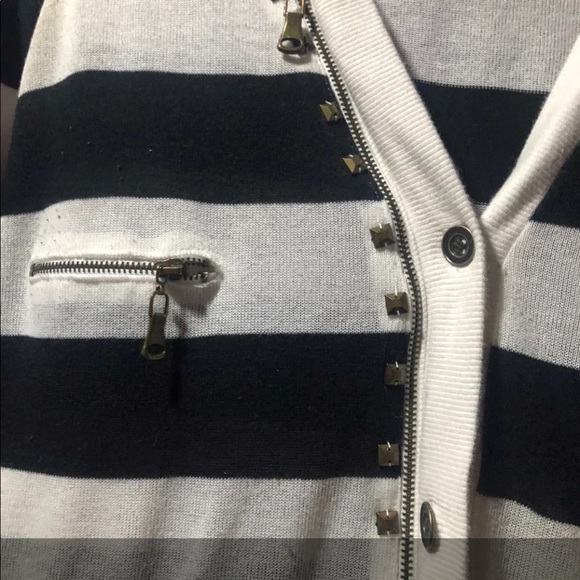 Punk Looking Cardigan Black/White Striped and Stud detailing - Picture 2 of 2